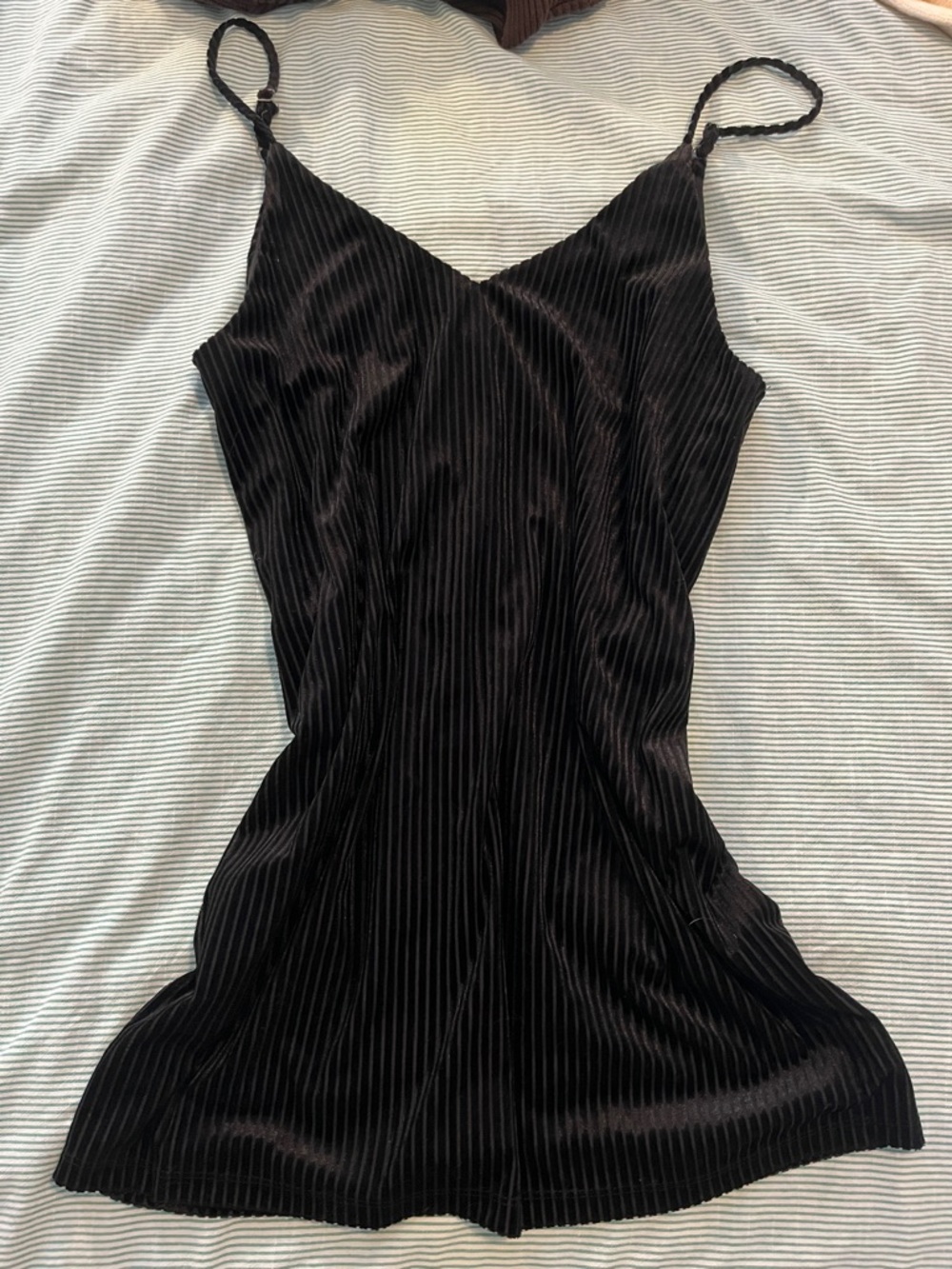 wild fable Black Slip Dress with Pinstripe Texture